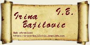 Irina Bajilović vizit kartica